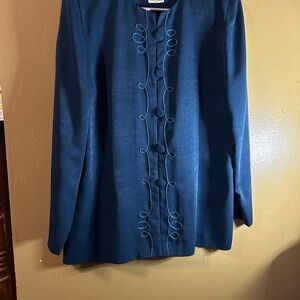 Vintage Leslie Flay blazer, Elegant Blue Long-Sleeve button up 16